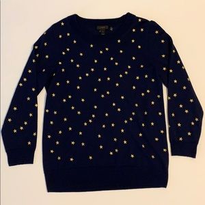 J. Crew Tippi Sweater with Embroidered Gold Stars